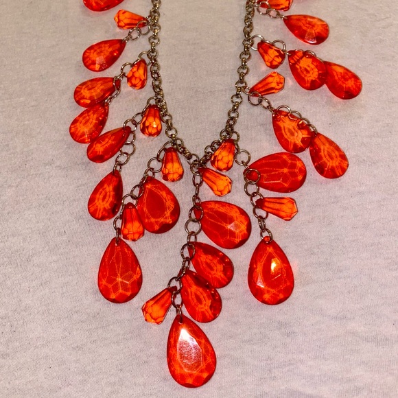 Red Orange Necklace + Earrings Set NWT - Picture 7 of 11